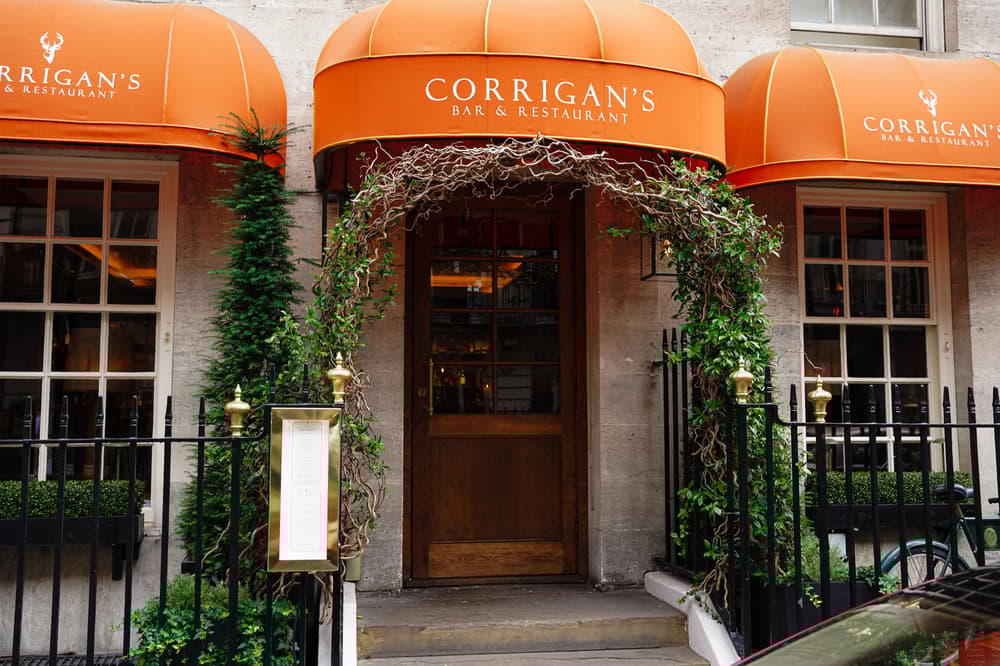The front of corrigans mayfair