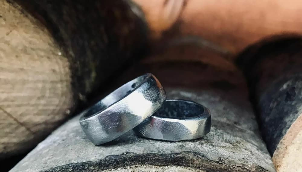 2 silver wedding rings