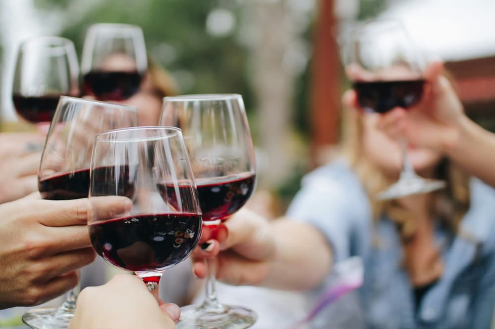 Red wine glasses