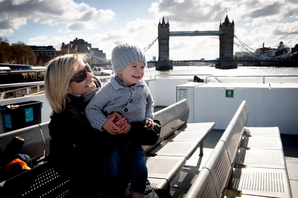 Lady and child on river cruise