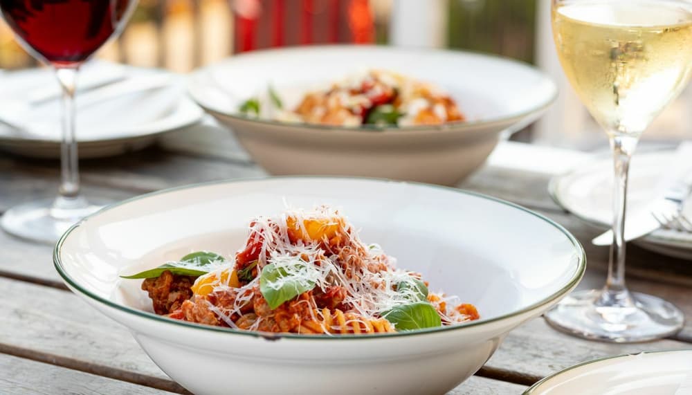 Pasta dish with wine