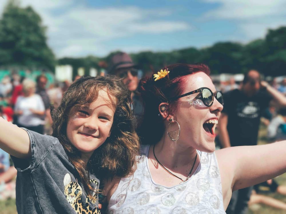 Woman and child at festival