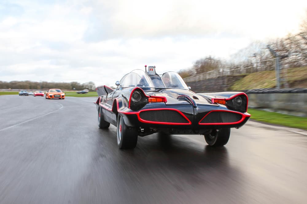 batmobile on a track for a superhero driving experience day