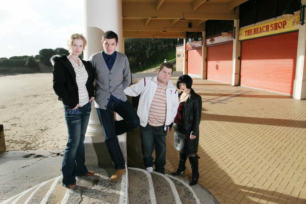a shot from the series showing stacey, gavin, smithy and nessa to promote the official gavin and stacey tour experience
