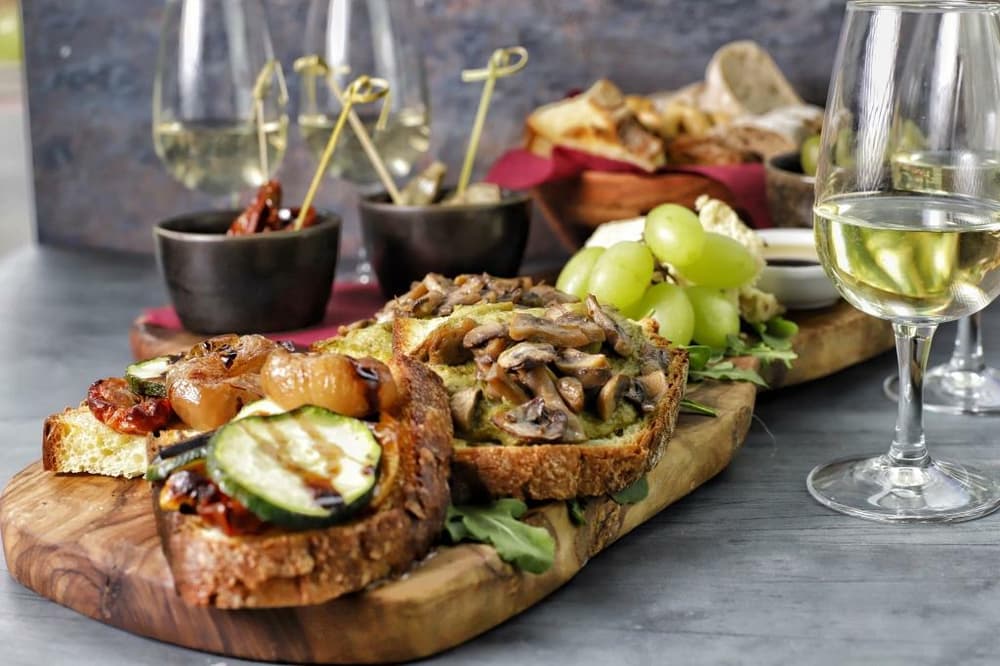 vegan nibbles and wine for an italian vegan food and wine tasting experience