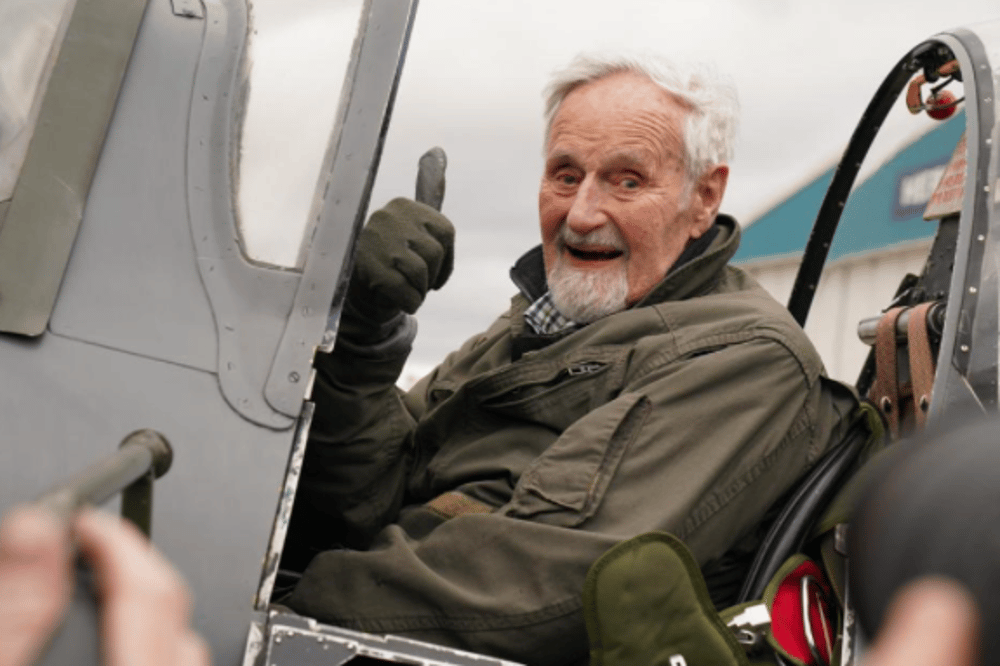 Elderly man on Spitfire