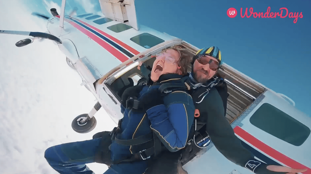 jumping from a plane in a skydiving experience