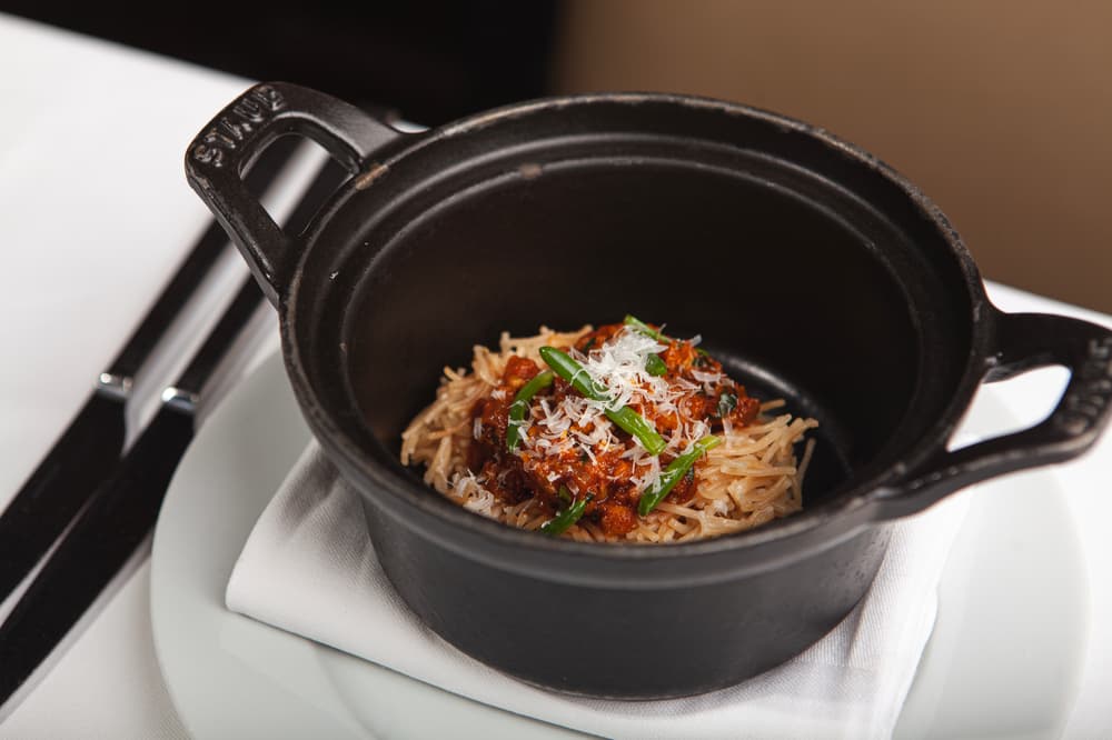 squid keema bolognaise at indian restaurant benares in london's mayfair