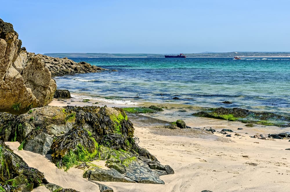 View overlooking porthminster beach st ives in cornwall