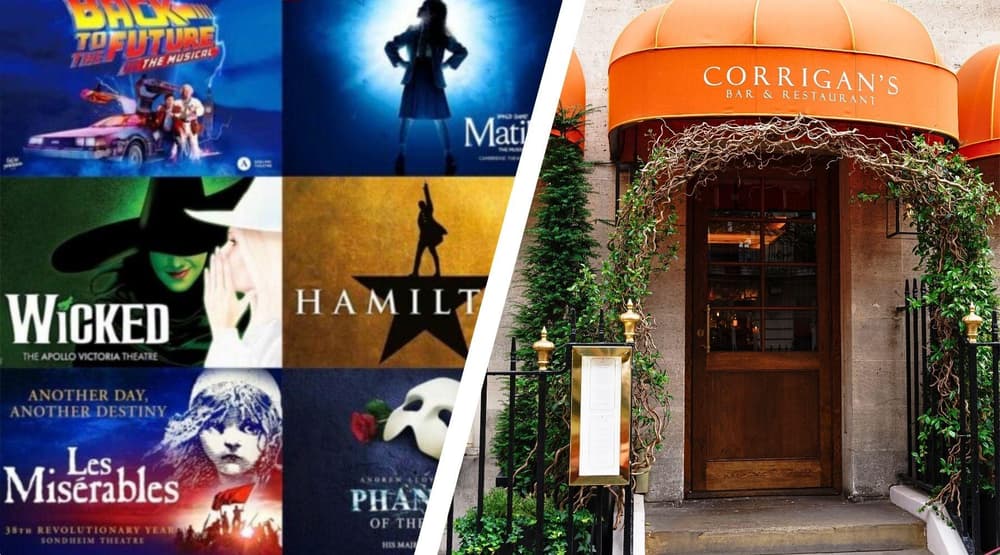 Choice of theatre show with lunch at corrigans mayfair