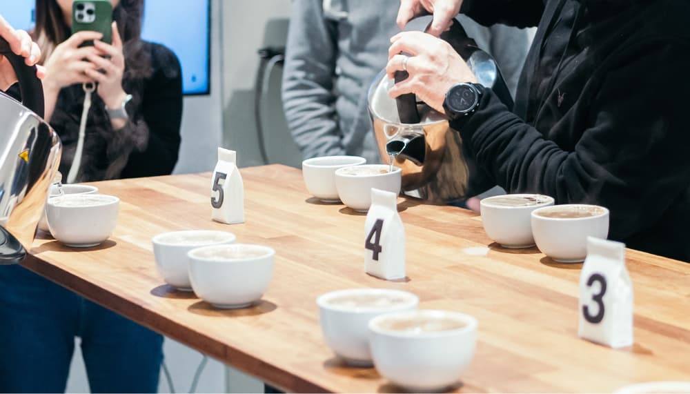 pouring coffee on a coffee tasting workshop in london