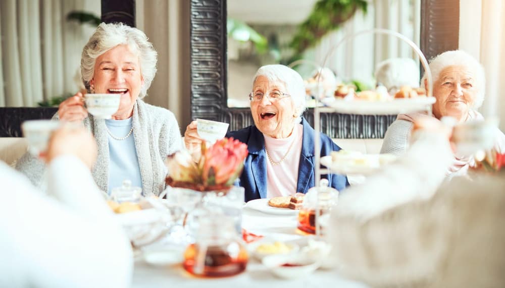 Elderly women afternoon tea