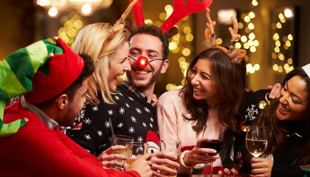Friends together at christmas