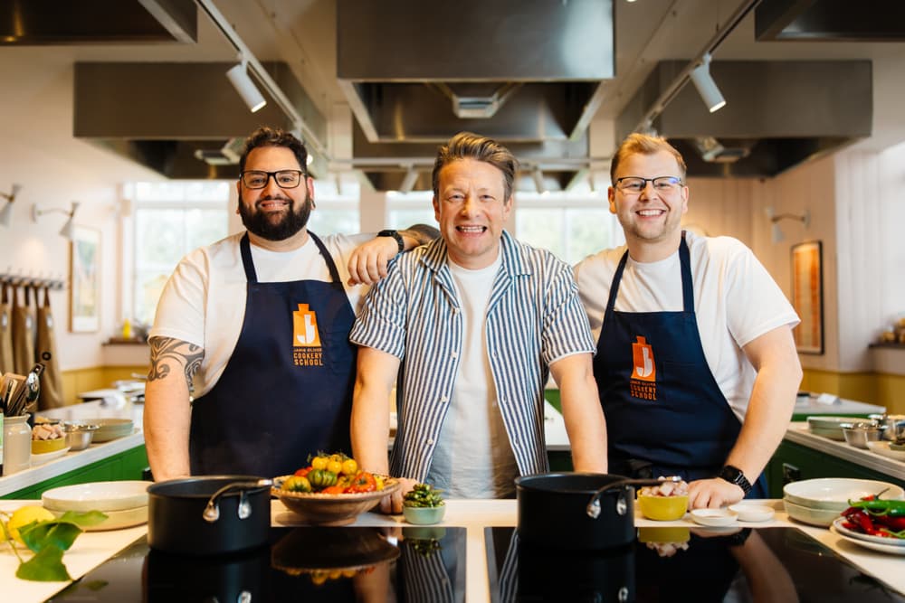 jamie oliver with cookery school chefs
