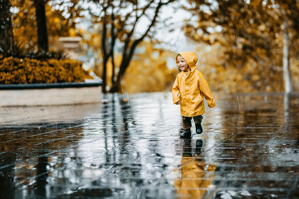 Kid in the rain