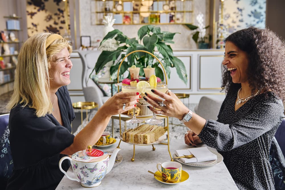 two ladies enjoying an afternoon tea at world of wedgwood