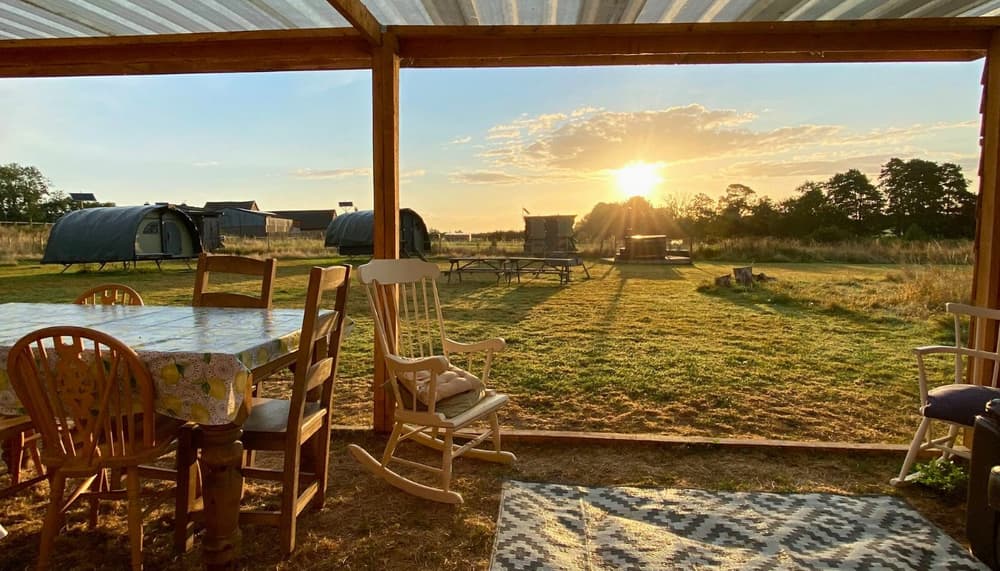 Outdoor kitchen with sunset