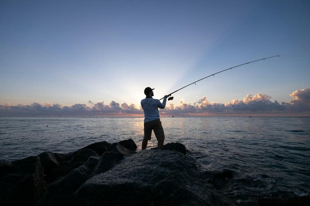 Fishing on a lake