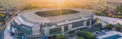 aerial view of twickenham stadium on a london break for two