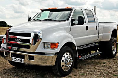 v8 ford f650 super duty pick up truck seen on a junior american truck driving experience
