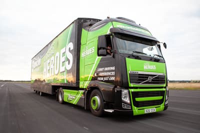 a hgv lorry on a race track for a driving experience day