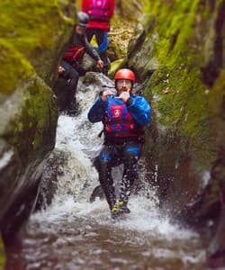 people on a canyoning experience in wales