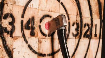 Axe in a wooden target
