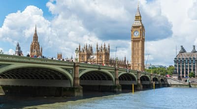 big ben and westminster bridge at sunset