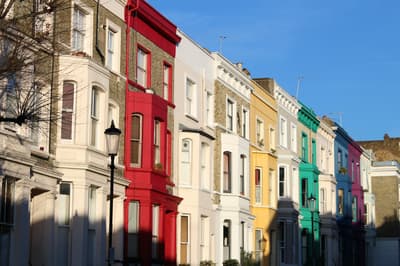 Coloured houses on Notting Hill walking tour