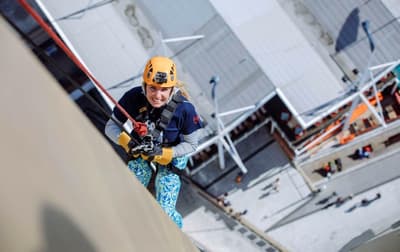 Lady abesiling down spinnaker tower