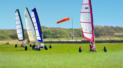 four land yachts on grass for a land yachting for groups experience day