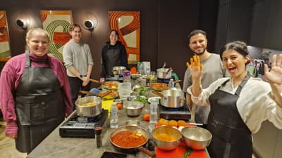 Students on the indian food cookery course