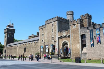 View of cardiff castle on a doctor who locations walking tour in cardiff
