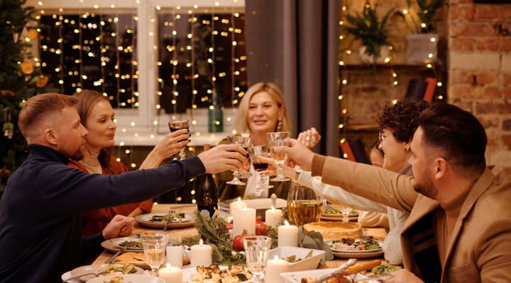 Family around the christmas table