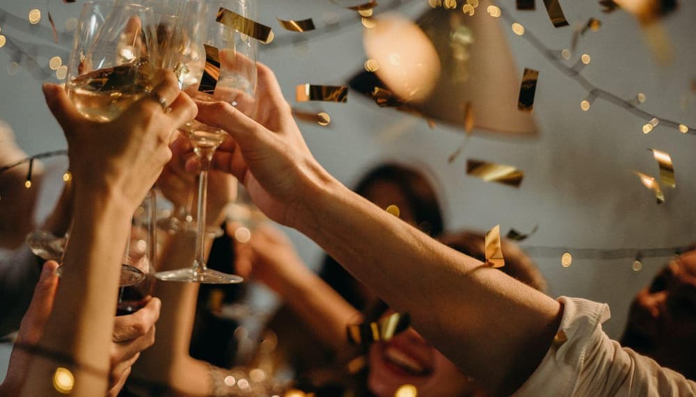 New years eve celebrations with confetti