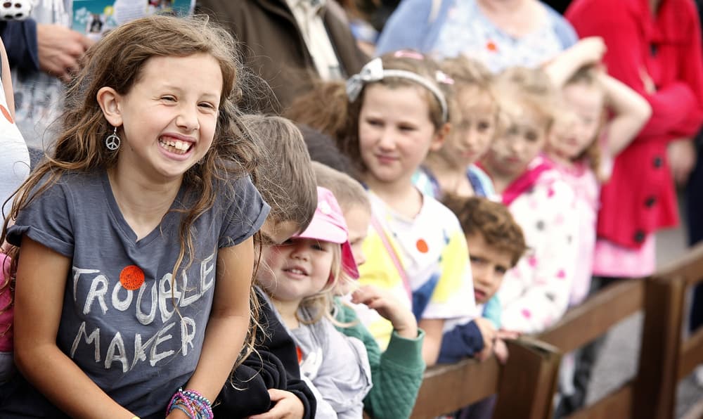 children having fun visiting hoo farm in shropshire