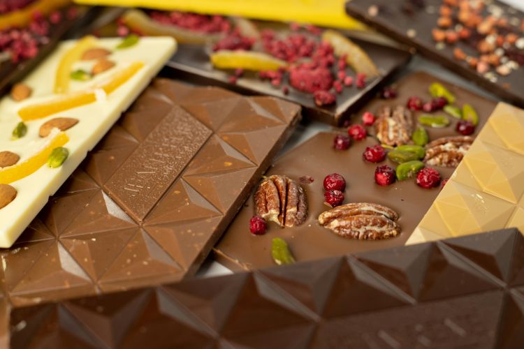 Chocolate bars with different toppings