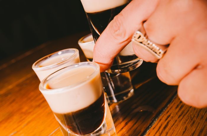 baby guinness shots on table at revolution bars