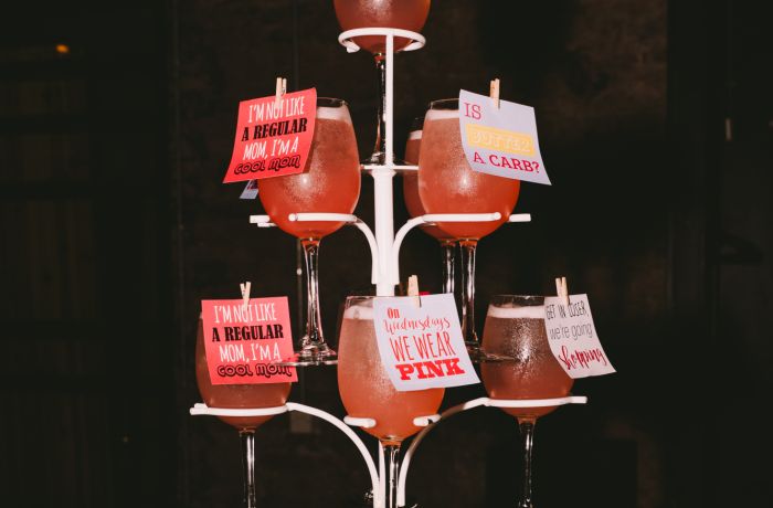 a cocktail tree with mean girl cocktails at revolutions bars