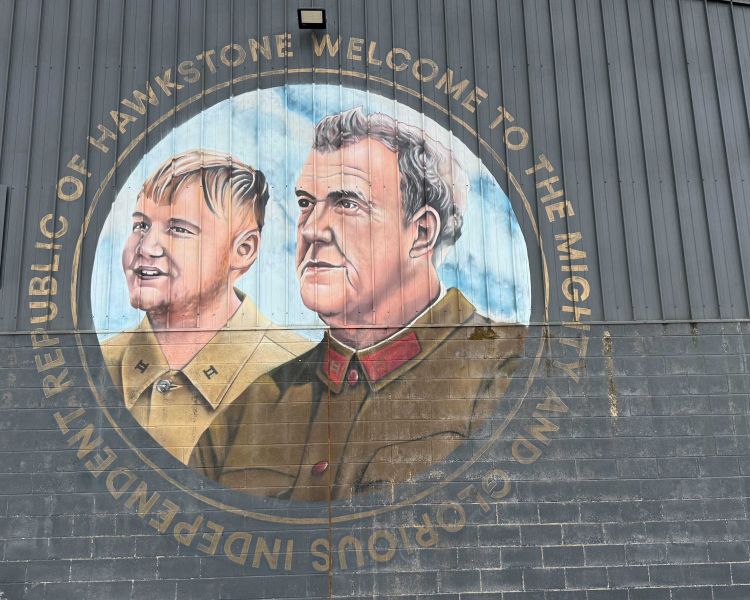 mural on the side of a building at clarkson's farm