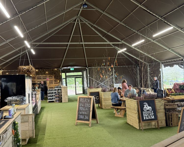 inside of diddly squat farm shop on clarkson's farm