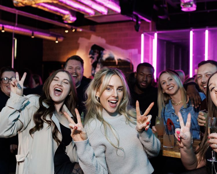 girls at a bottomless brunch at a boom battle bar