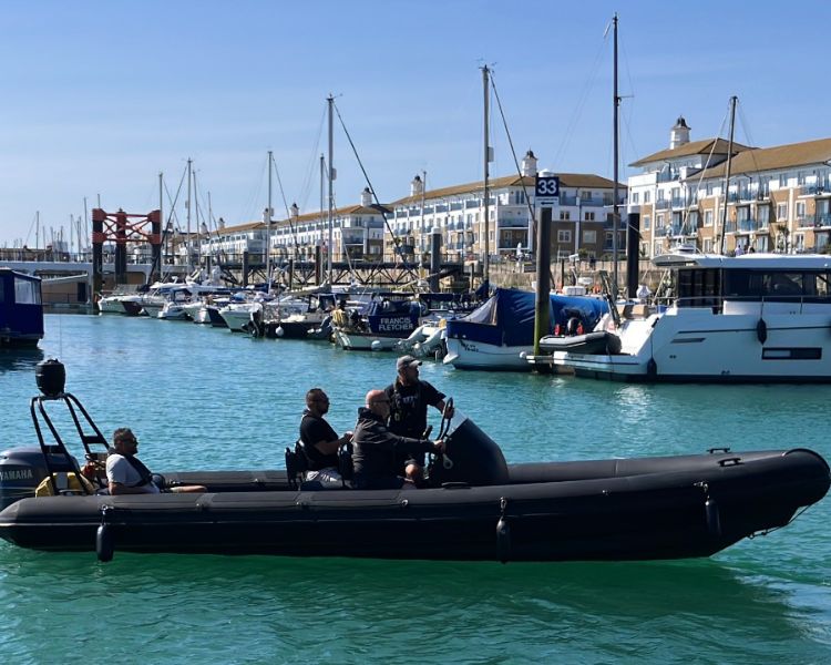powerboat in brighton marina on a powerboat two day training course in brighton
