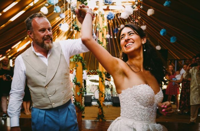 bride and groom dancing at their wedding