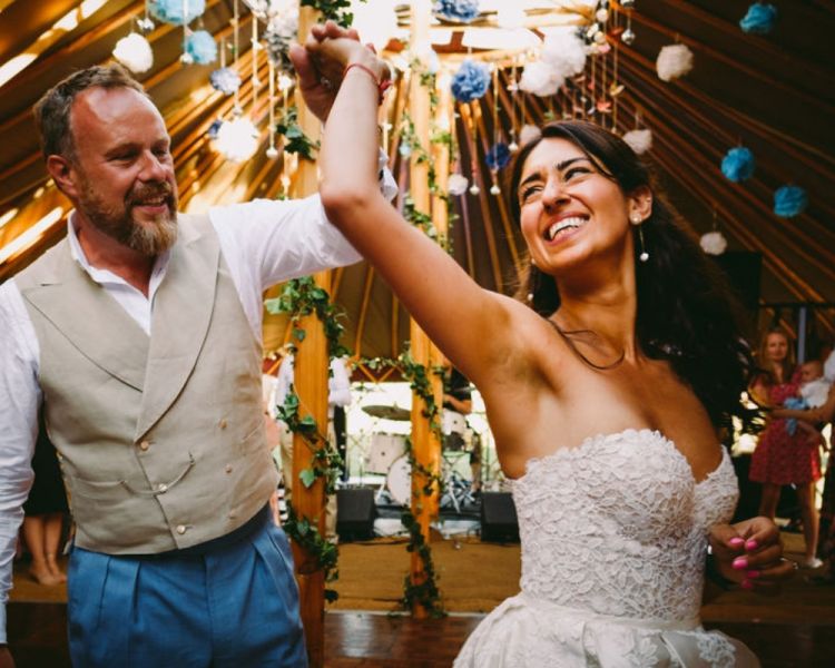 bride and groom dancing at their wedding