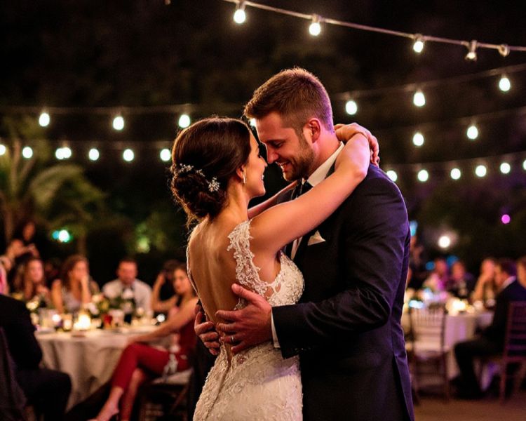 bride and groom dancing at their wedding