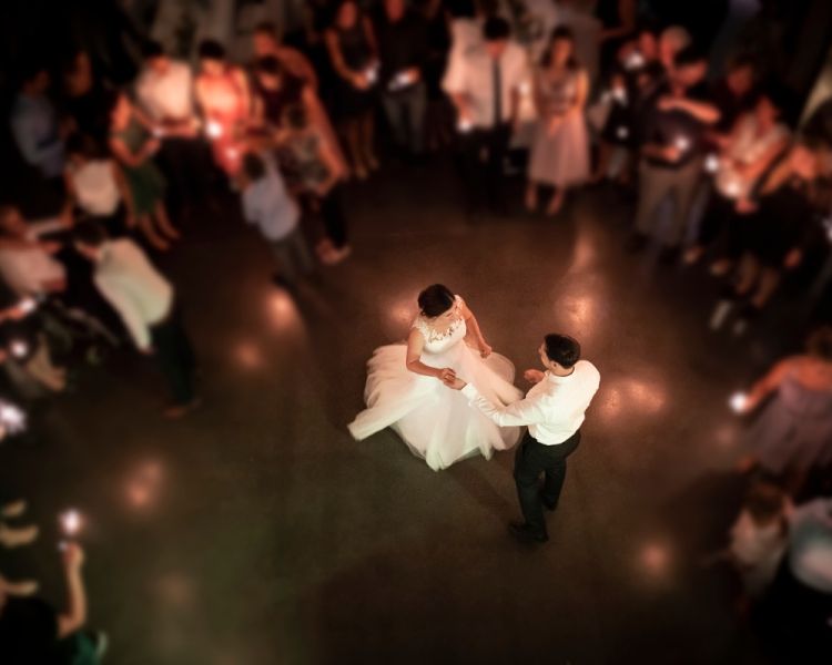 bride and groom dancing at their wedding