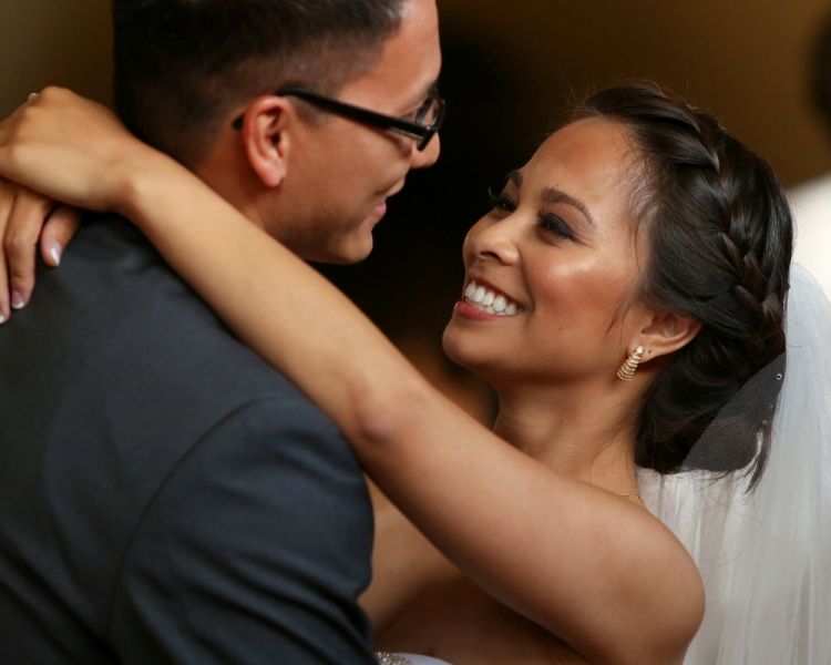 bride and groom dancing at their wedding