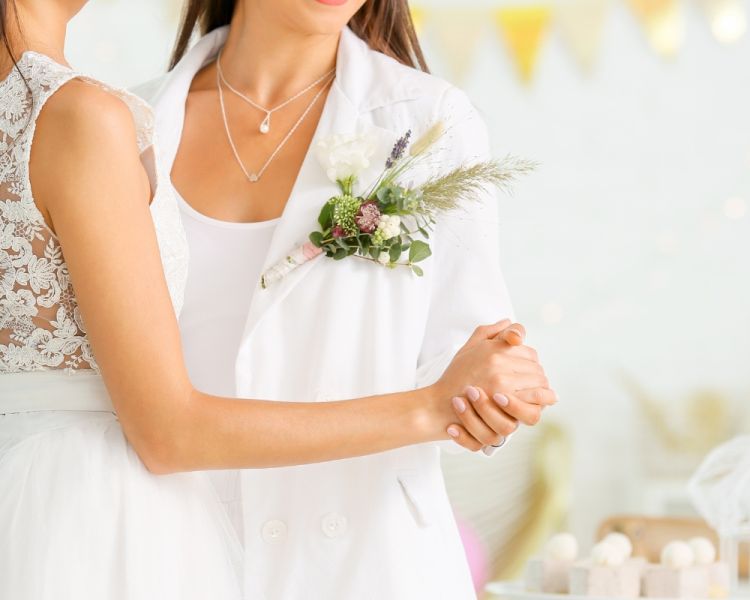 bride and bride dancing at their wedding