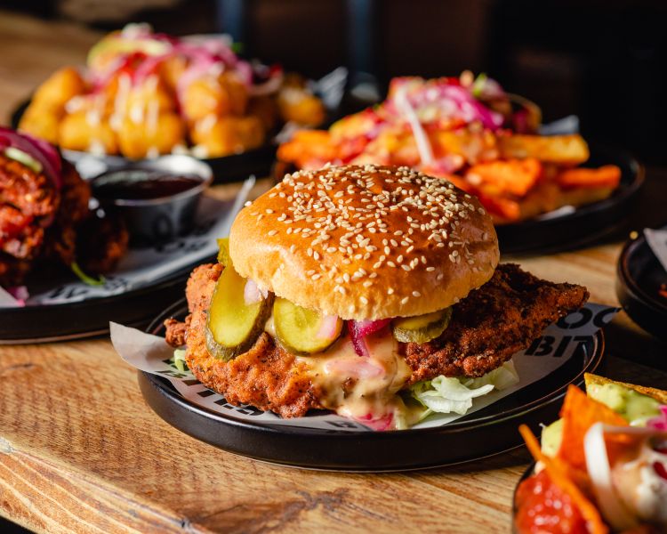 burger at boom battle bar